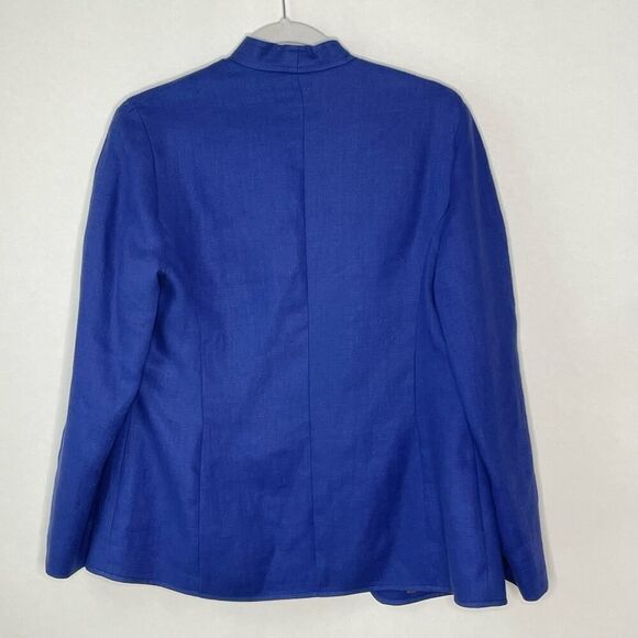 Vintage Geiger Linen Satin Lined Indigo Blue jacket Medium #TT - Picture 2 of 14